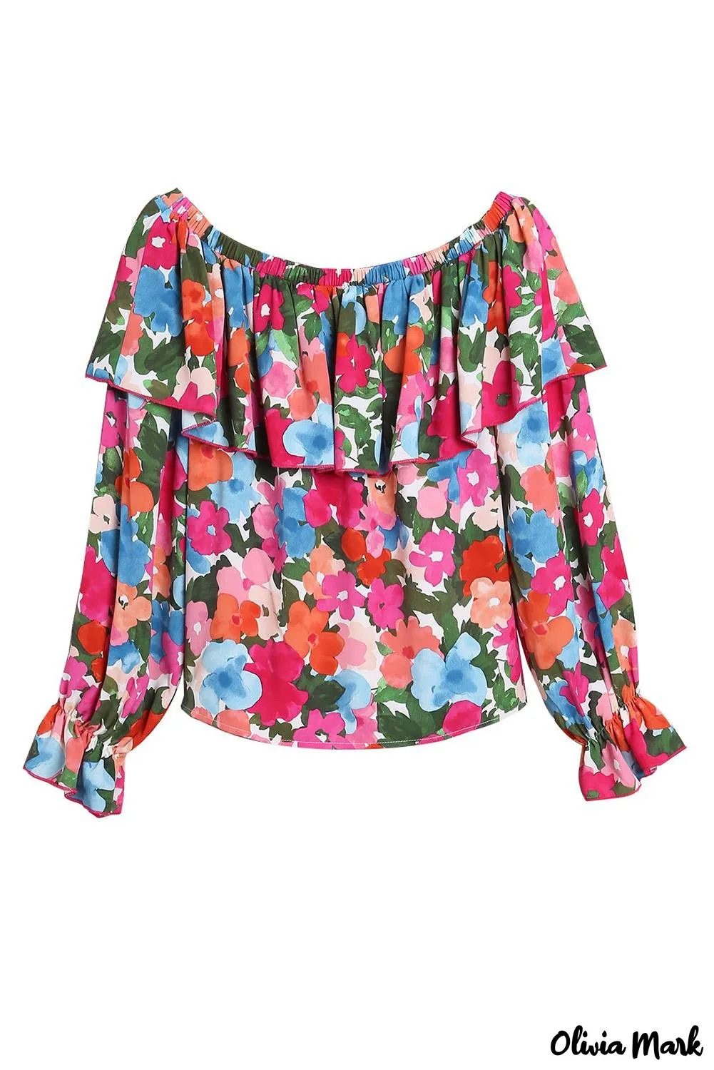 Deanwangkt - Off-the-shoulder blouse with ruffles in a floral print