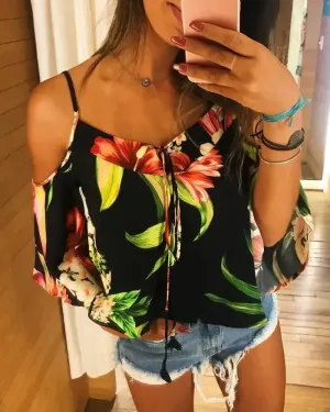 Deanwangkt - Off-the-shoulder floral blouse