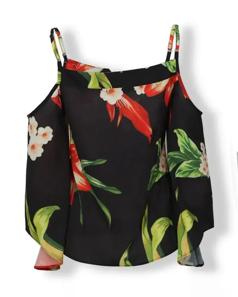 Deanwangkt - Off-the-shoulder floral blouse