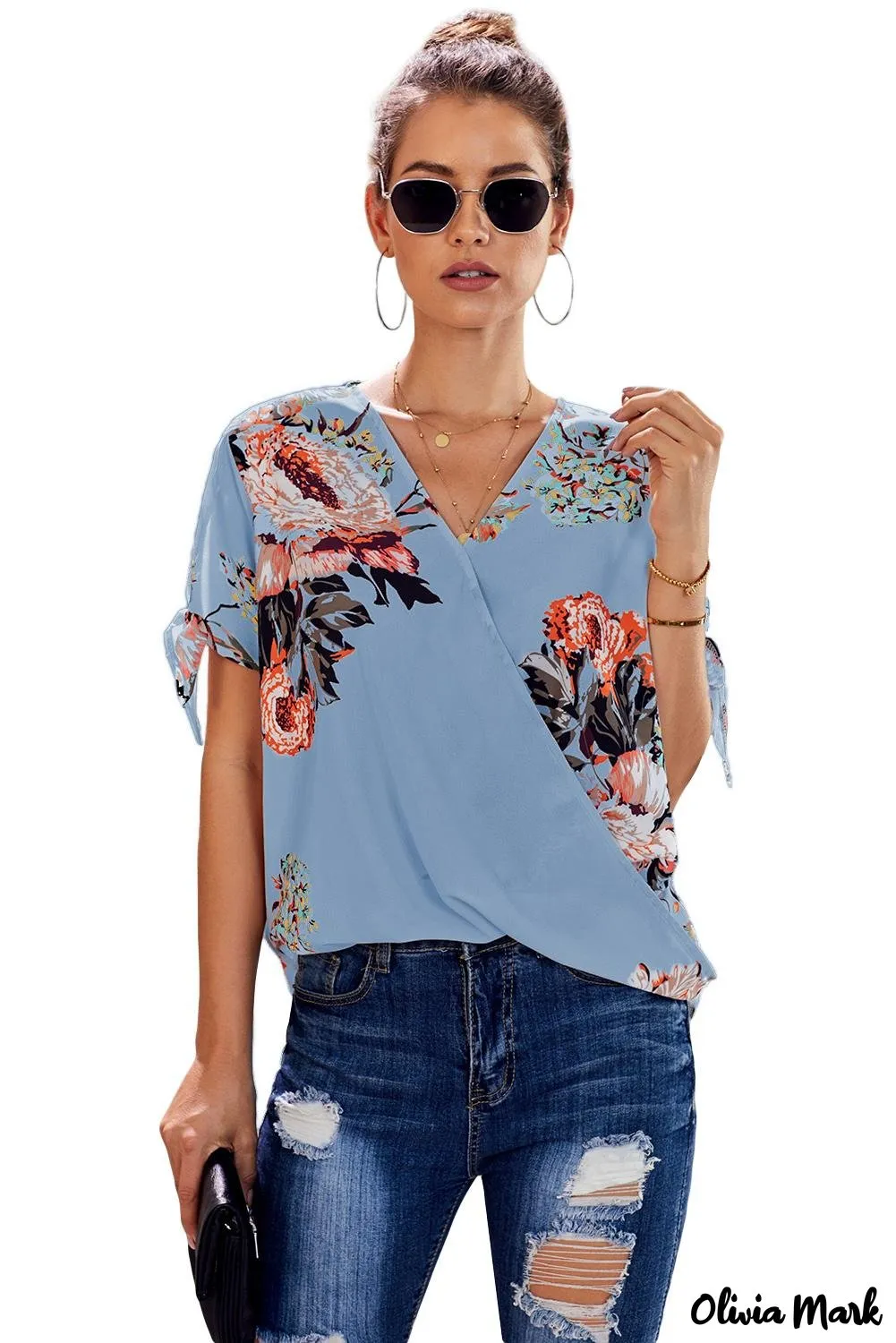 Deanwangkt - Orange Floral Twist Top