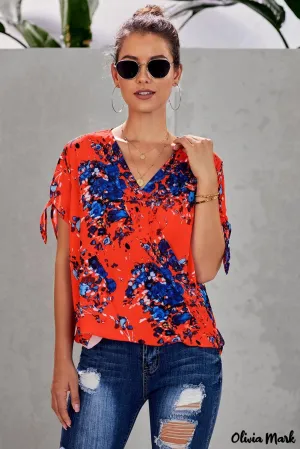 Deanwangkt - Orange Floral Twist Top