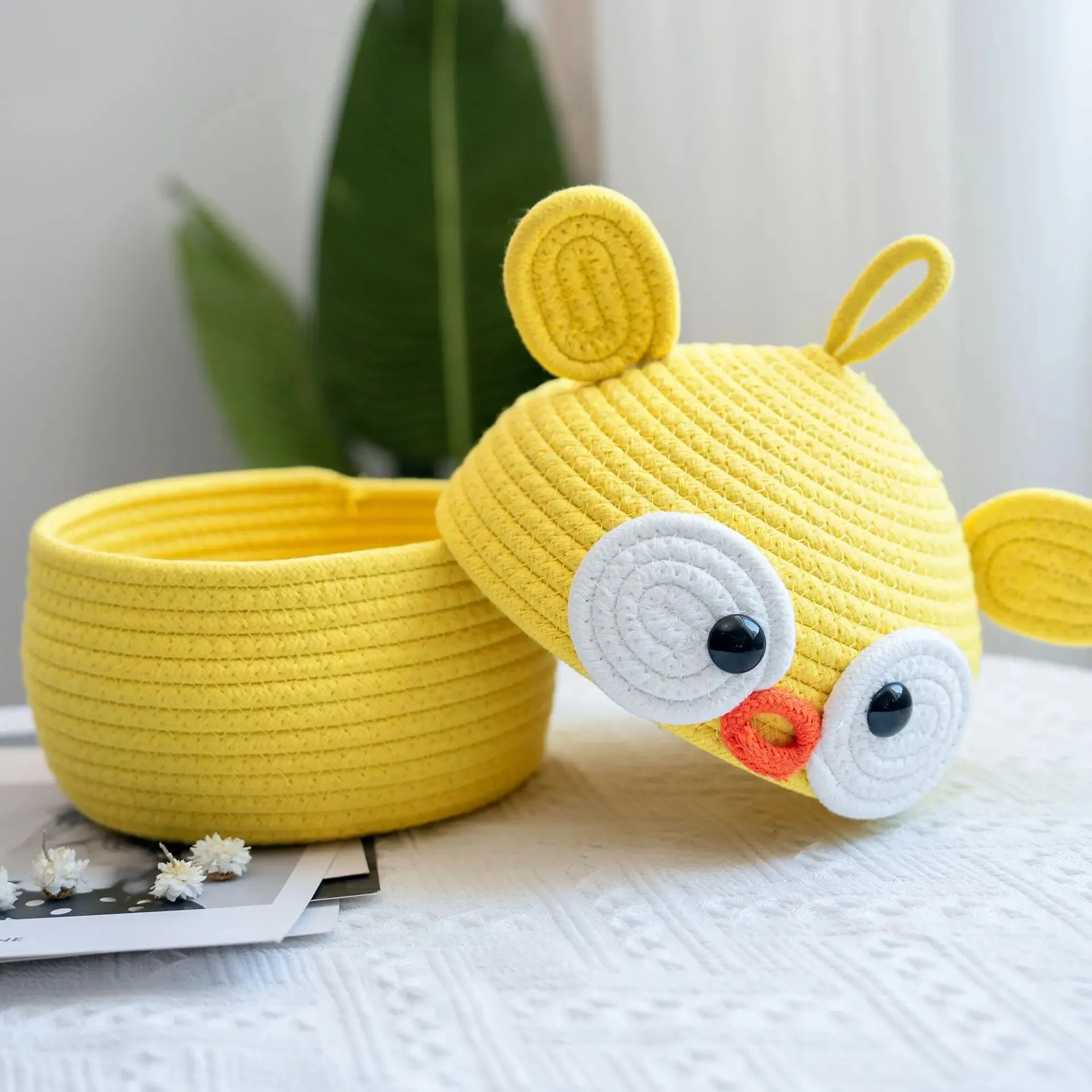 Duckie Cotton Rope Storage Box | Cute Duck Woven Organizer