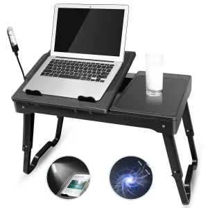 Foldable Laptop Table Bed Notebook Desk with Cooling Fan Mouse Board