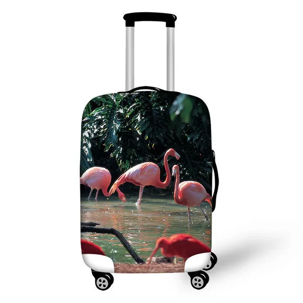 FORUDESIGNS 3D Flamingo Elastic Luggage Protective Covers for 18-30 Inch Suitcase Thick Dust Pink Cover Travel Bag Case Cover