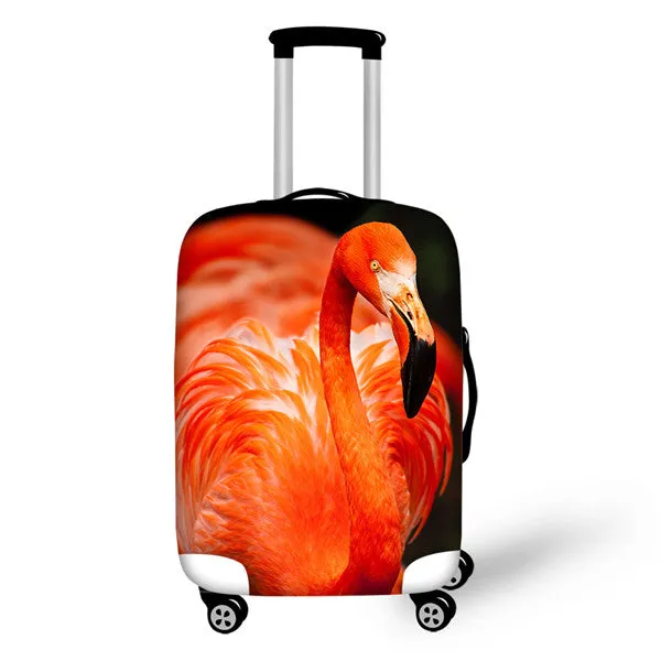 FORUDESIGNS 3D Flamingo Elastic Luggage Protective Covers for 18-30 Inch Suitcase Thick Dust Pink Cover Travel Bag Case Cover