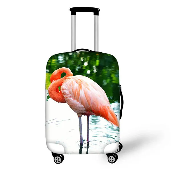 FORUDESIGNS 3D Flamingo Elastic Luggage Protective Covers for 18-30 Inch Suitcase Thick Dust Pink Cover Travel Bag Case Cover