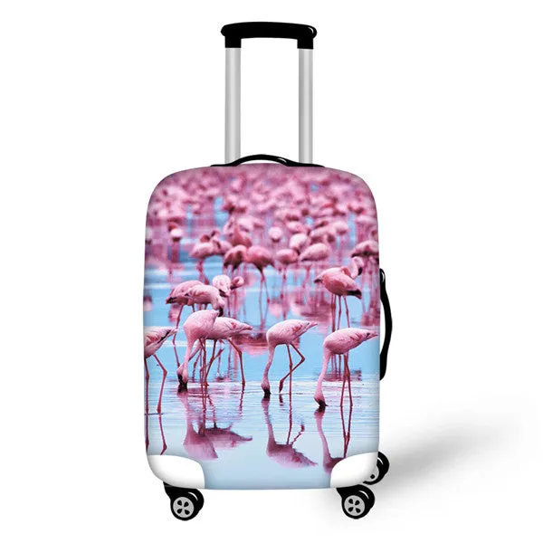 FORUDESIGNS 3D Flamingo Elastic Luggage Protective Covers for 18-30 Inch Suitcase Thick Dust Pink Cover Travel Bag Case Cover