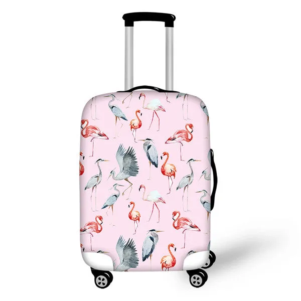 FORUDESIGNS 3D Flamingo Elastic Luggage Protective Covers for 18-30 Inch Suitcase Thick Dust Pink Cover Travel Bag Case Cover