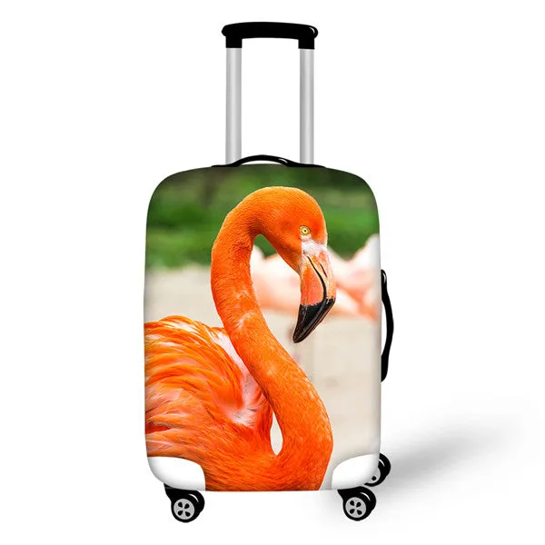 FORUDESIGNS 3D Flamingo Elastic Luggage Protective Covers for 18-30 Inch Suitcase Thick Dust Pink Cover Travel Bag Case Cover