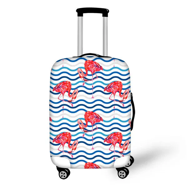 FORUDESIGNS 3D Flamingo Elastic Luggage Protective Covers for 18-30 Inch Suitcase Thick Dust Pink Cover Travel Bag Case Cover