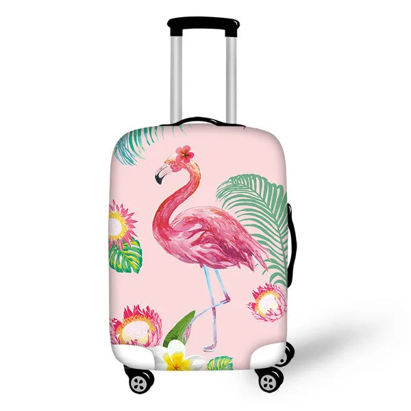 FORUDESIGNS 3D Flamingo Elastic Luggage Protective Covers for 18-30 Inch Suitcase Thick Dust Pink Cover Travel Bag Case Cover