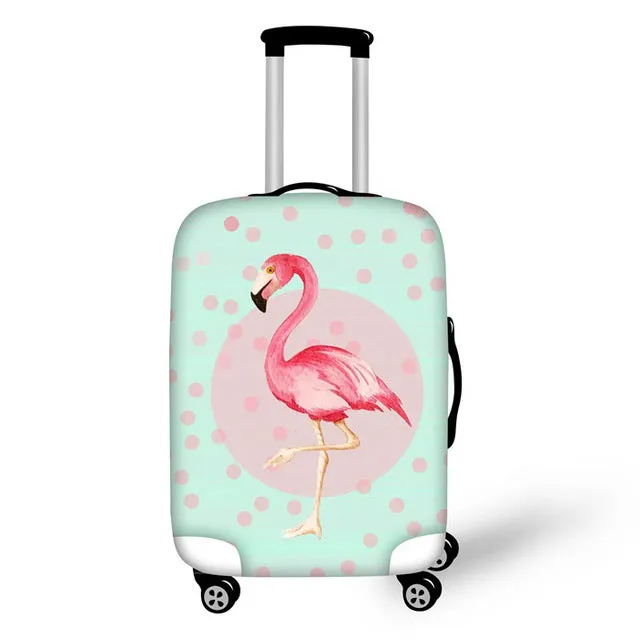 FORUDESIGNS 3D Flamingo Elastic Luggage Protective Covers for 18-30 Inch Suitcase Thick Dust Pink Cover Travel Bag Case Cover