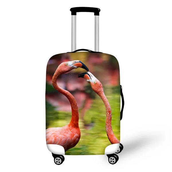 FORUDESIGNS 3D Flamingo Elastic Luggage Protective Covers for 18-30 Inch Suitcase Thick Dust Pink Cover Travel Bag Case Cover