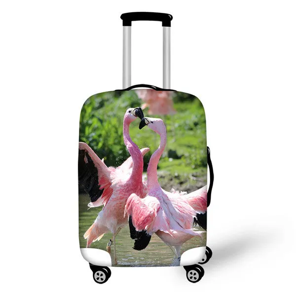 FORUDESIGNS 3D Flamingo Elastic Luggage Protective Covers for 18-30 Inch Suitcase Thick Dust Pink Cover Travel Bag Case Cover