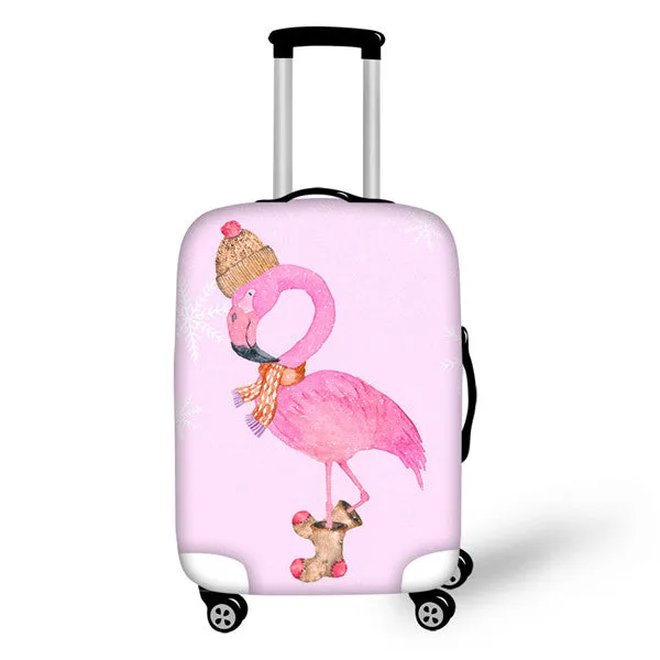 FORUDESIGNS 3D Flamingo Elastic Luggage Protective Covers for 18-30 Inch Suitcase Thick Dust Pink Cover Travel Bag Case Cover