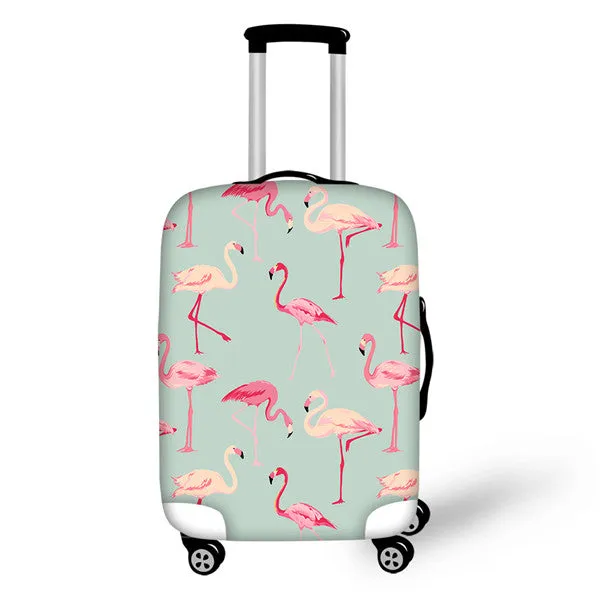 FORUDESIGNS 3D Flamingo Elastic Luggage Protective Covers for 18-30 Inch Suitcase Thick Dust Pink Cover Travel Bag Case Cover