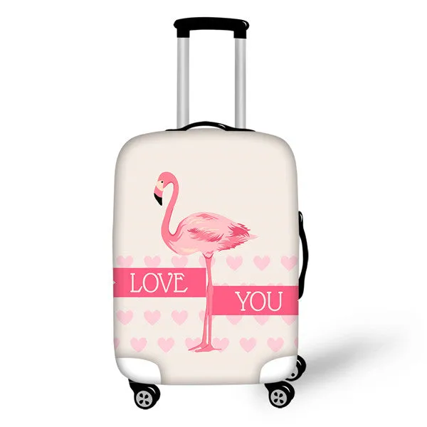 FORUDESIGNS 3D Flamingo Elastic Luggage Protective Covers for 18-30 Inch Suitcase Thick Dust Pink Cover Travel Bag Case Cover