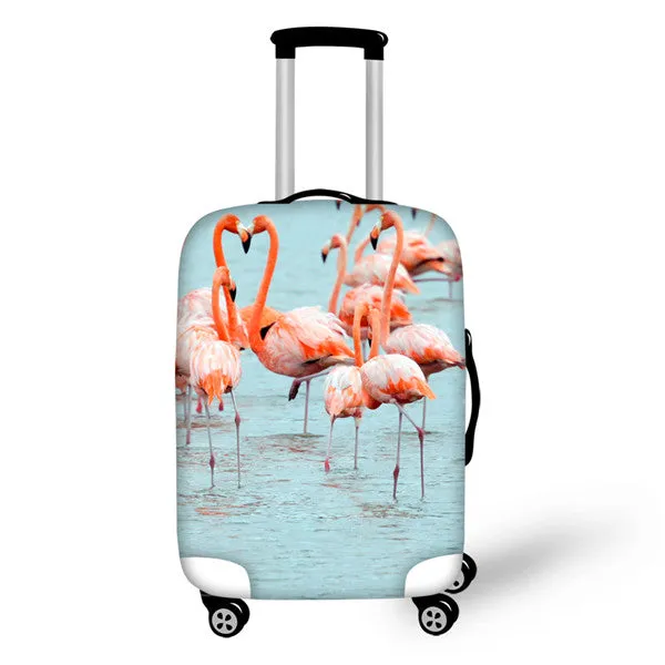 FORUDESIGNS 3D Flamingo Elastic Luggage Protective Covers for 18-30 Inch Suitcase Thick Dust Pink Cover Travel Bag Case Cover