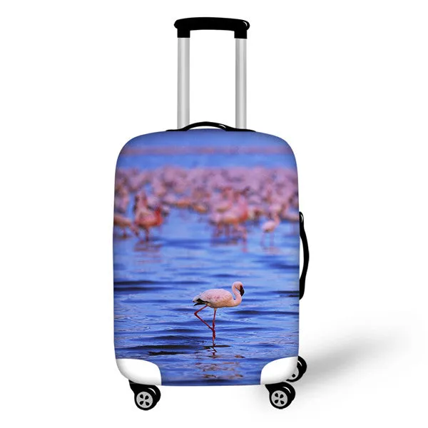 FORUDESIGNS 3D Flamingo Elastic Luggage Protective Covers for 18-30 Inch Suitcase Thick Dust Pink Cover Travel Bag Case Cover