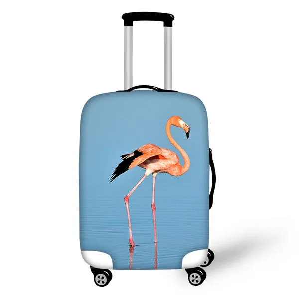 FORUDESIGNS 3D Flamingo Elastic Luggage Protective Covers for 18-30 Inch Suitcase Thick Dust Pink Cover Travel Bag Case Cover