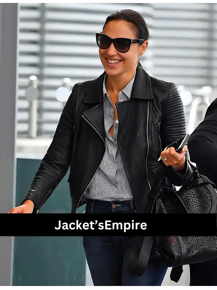 Gal Gadot Black Leather Jacket