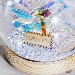 Galaxy-Themed Crystal Ball with Enchanted Red Rose LED Display