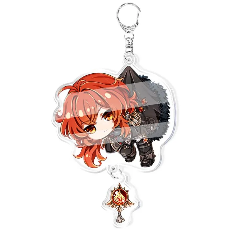 Genshin Impact Character w/ Charm Acrylic Keychain