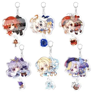 Genshin Impact Character w/ Charm Acrylic Keychain