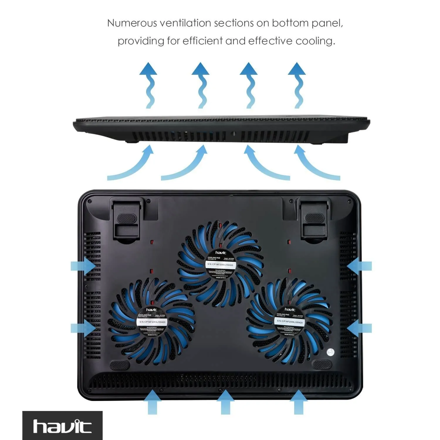 HAVIT HV-F2056 15.6"-17" Laptop Cooler Cooling Pad - Portable USB Powered (3 Fans)