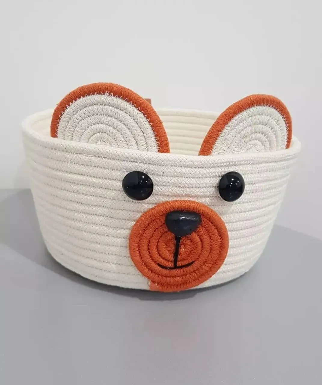 Honey Bear Cotton Rope Storage Box | Cute Woven Organizer