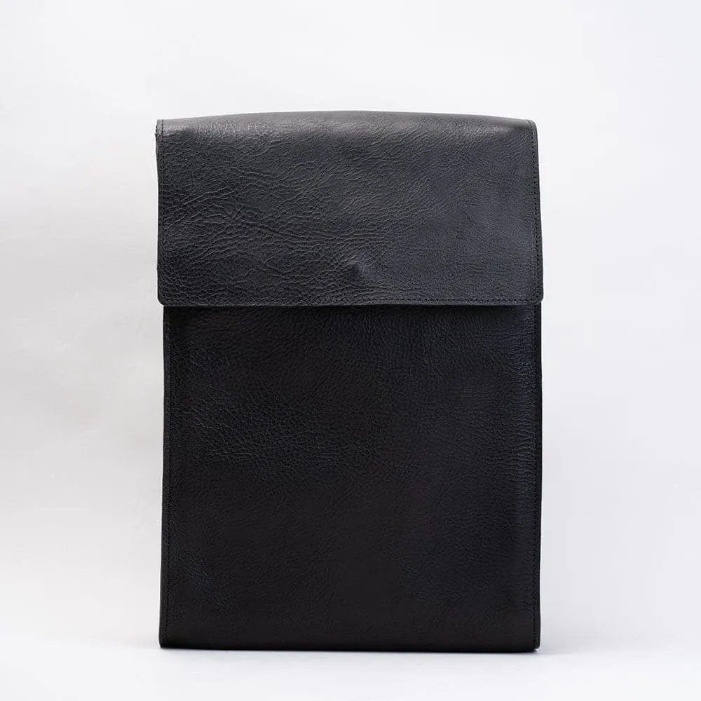 Leather laptop backpack - The Minimalist (Black)