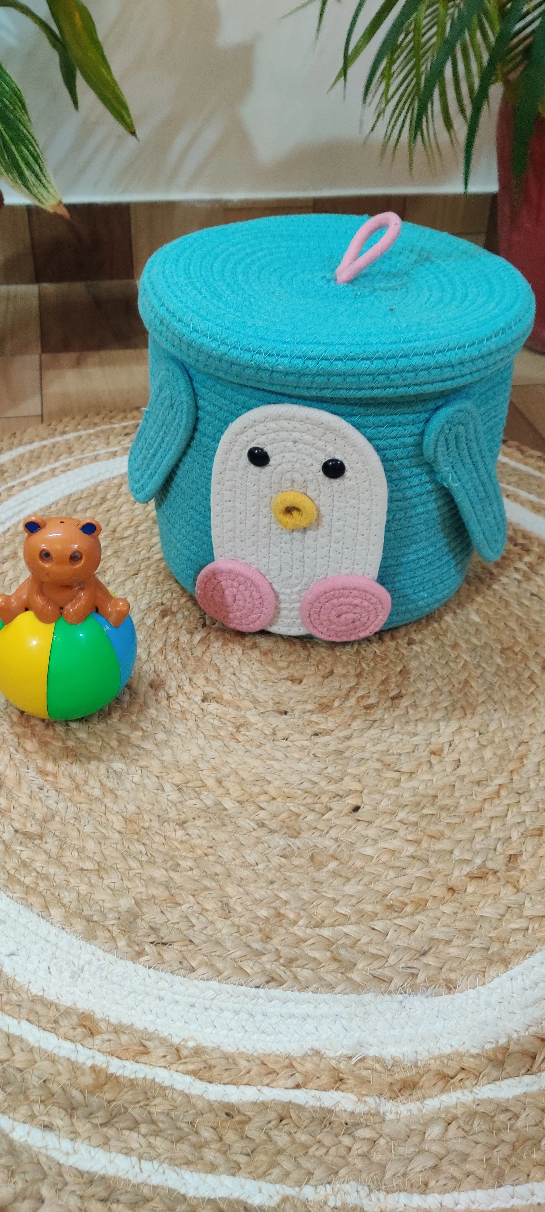 Penguin Pals Cotton Rope Basket – Cute & Functional Kids Storage