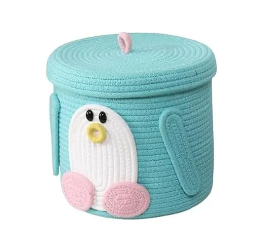 Penguin Pals Cotton Rope Basket – Cute & Functional Kids Storage