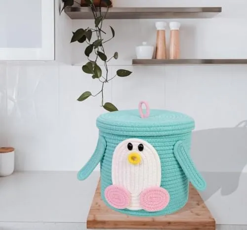 Penguin Pals Cotton Rope Basket – Cute & Functional Kids Storage