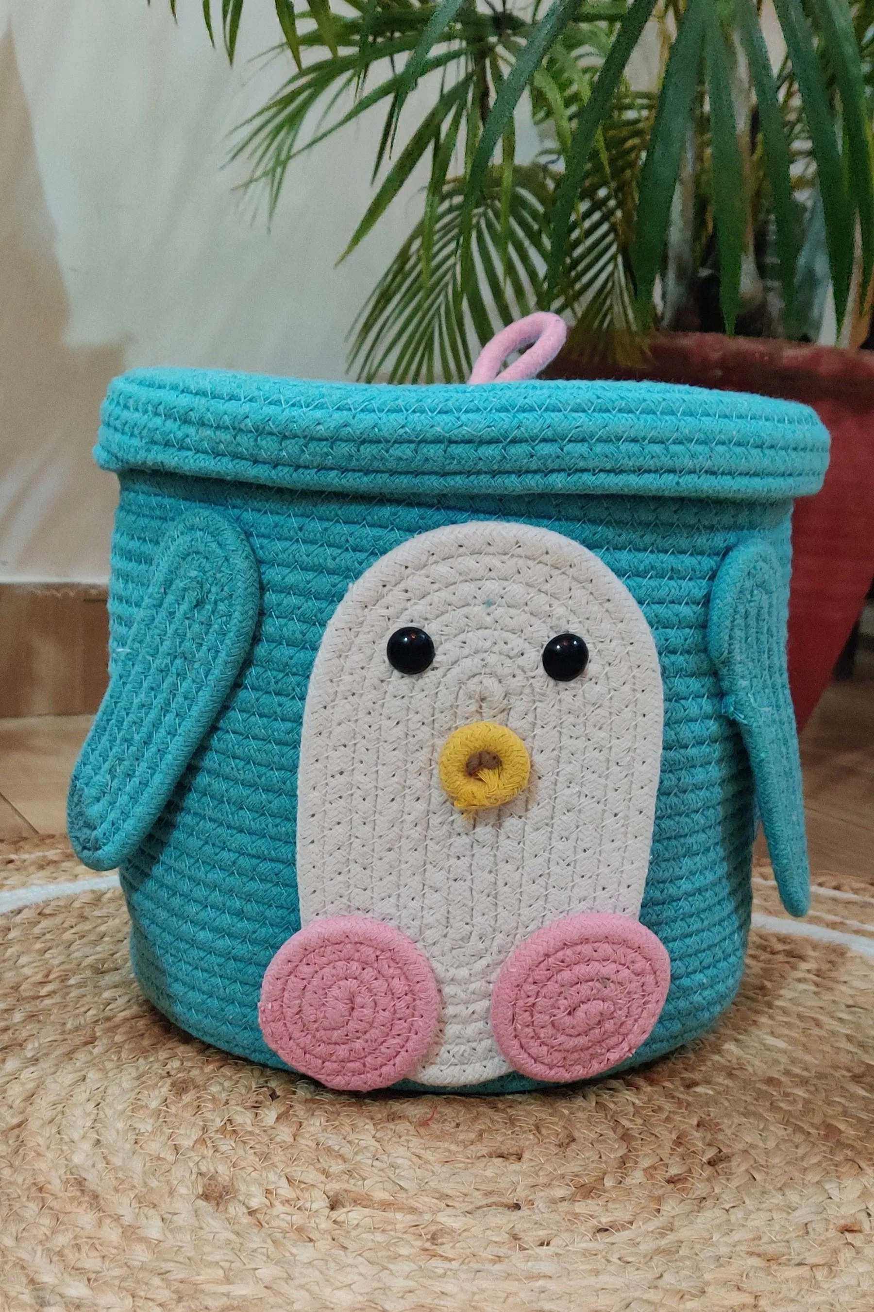 Penguin Pals Cotton Rope Basket – Cute & Functional Kids Storage