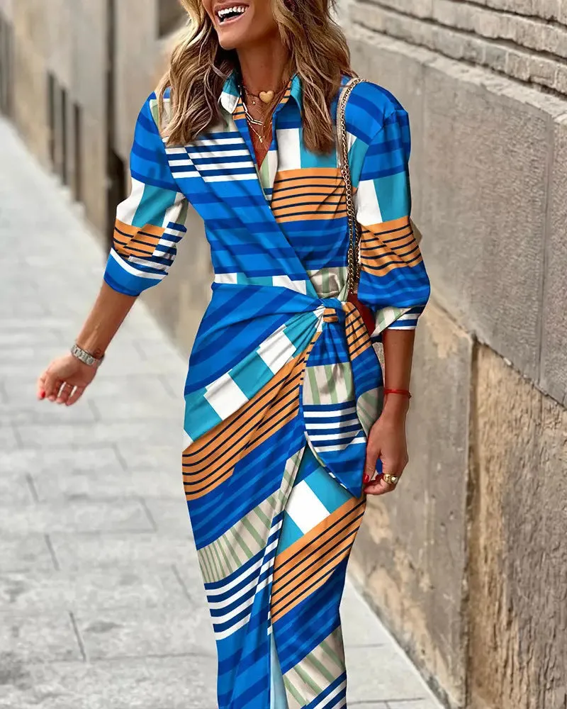 Printed Long Sleeve Dress