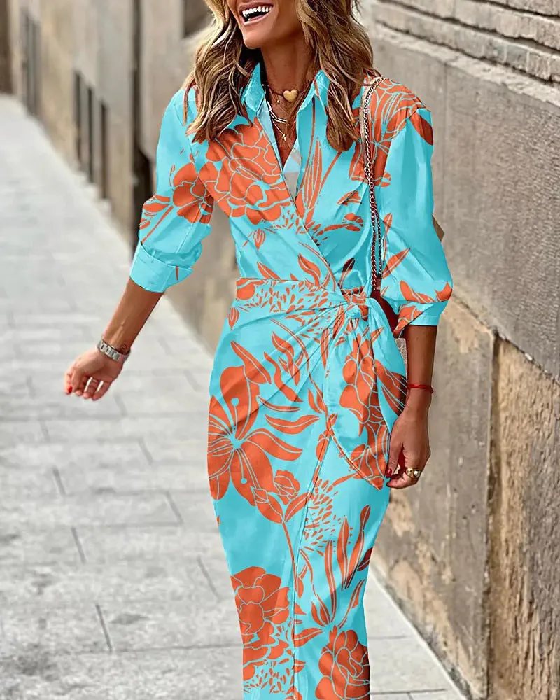 Printed Long Sleeve Dress