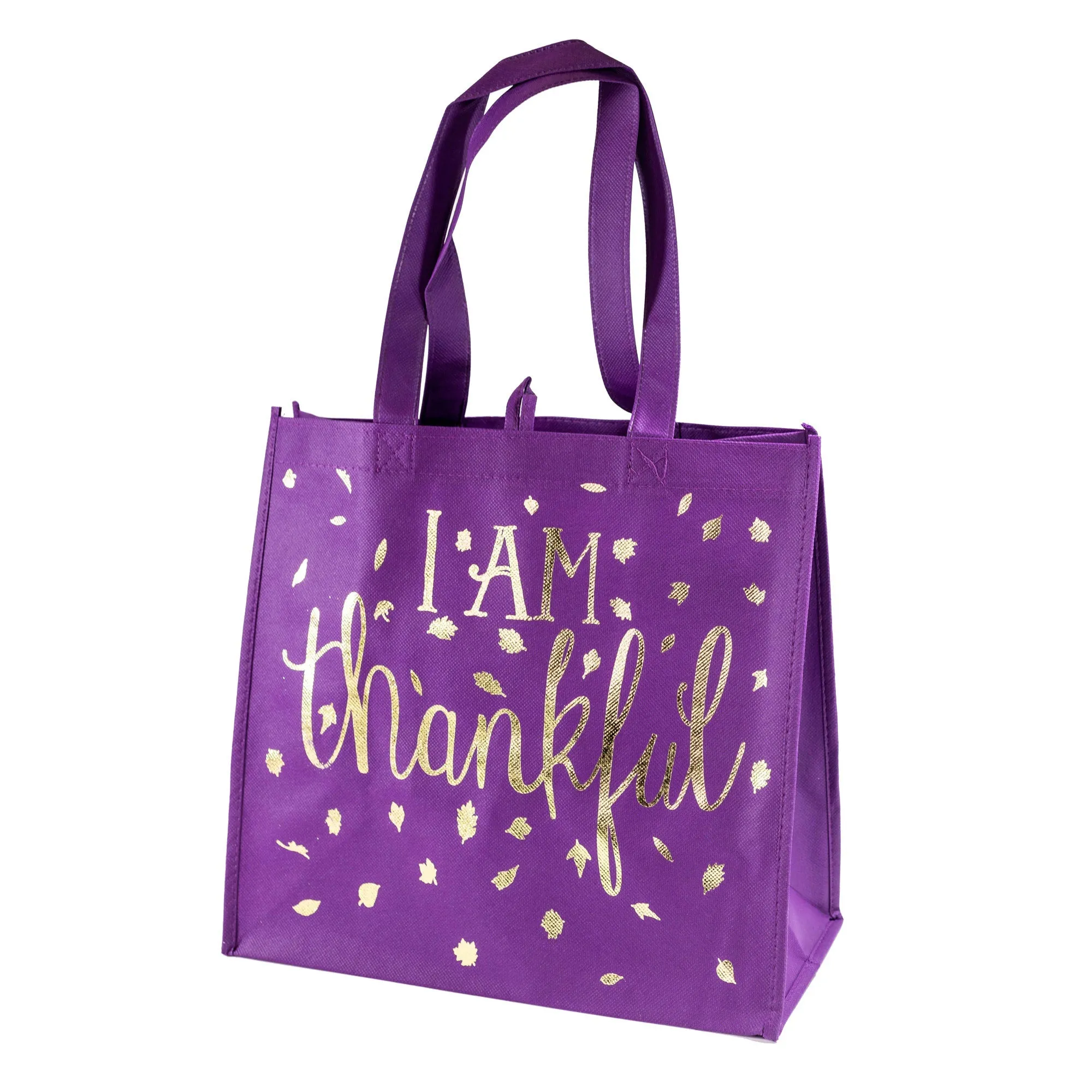 Purple & Gold Eco Tote Bag - "I Am Thankful"