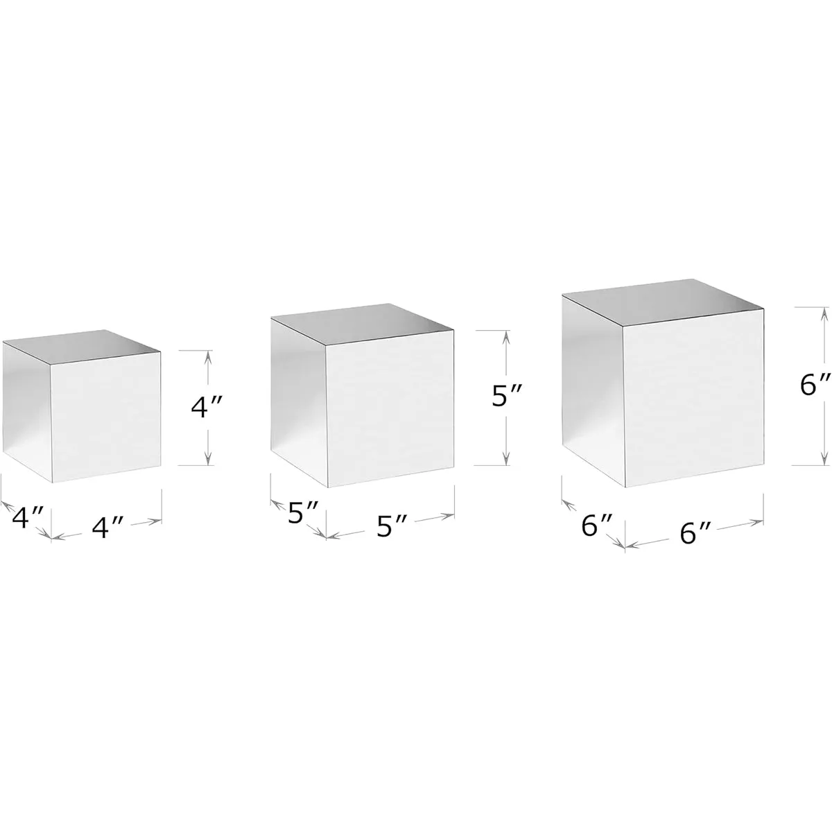 Red Co. Glossy Silver Acrylic Cube Display Nesting Riser Stands with Hollow Bottoms - 3-Pack