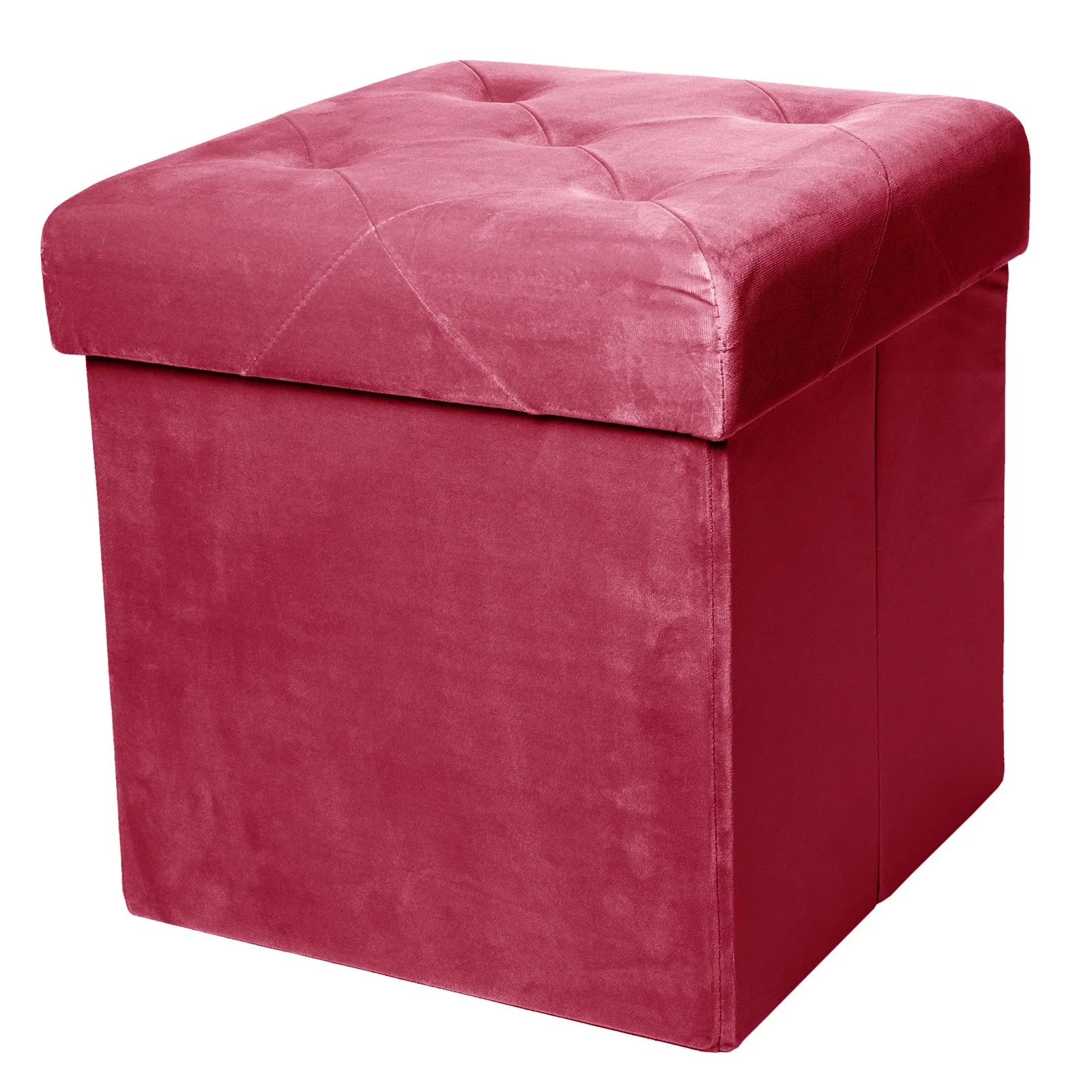 Red Co. Square Luxury Storage Ottoman with Padded Seat, Upholstered Collapsible Folding Bench & Foot Rest, 15 Inches