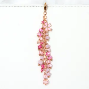 Rose Gold Blossom Planner Charm with Pink Crystal Dangle