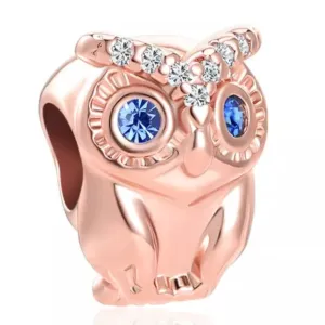 Rose Gold Owl Charm - 925 Sterling Silver