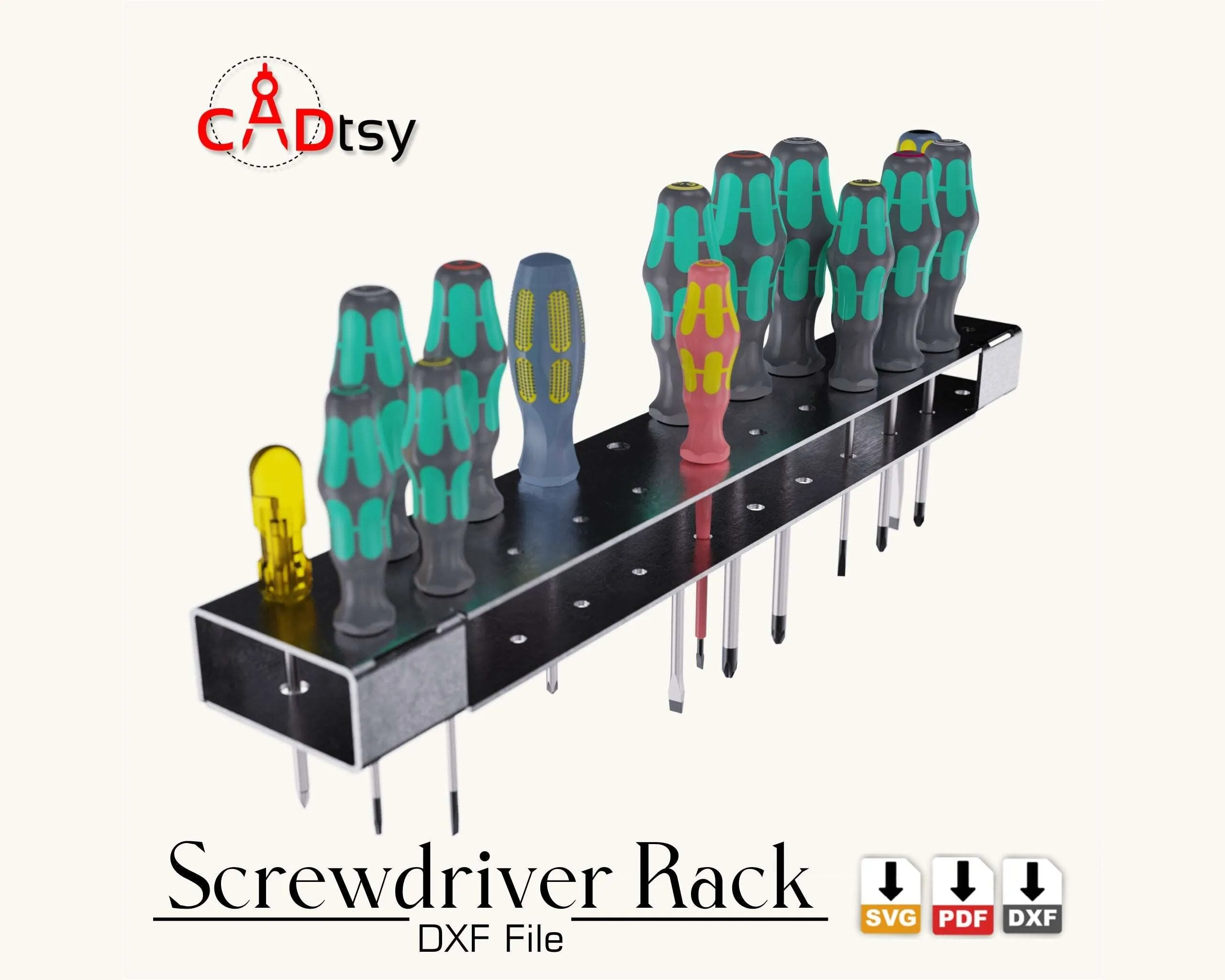 Screwdriver Wall Rack DXF / SVG - CNC Laser / Plasma Cut Files, Workshop Organizer