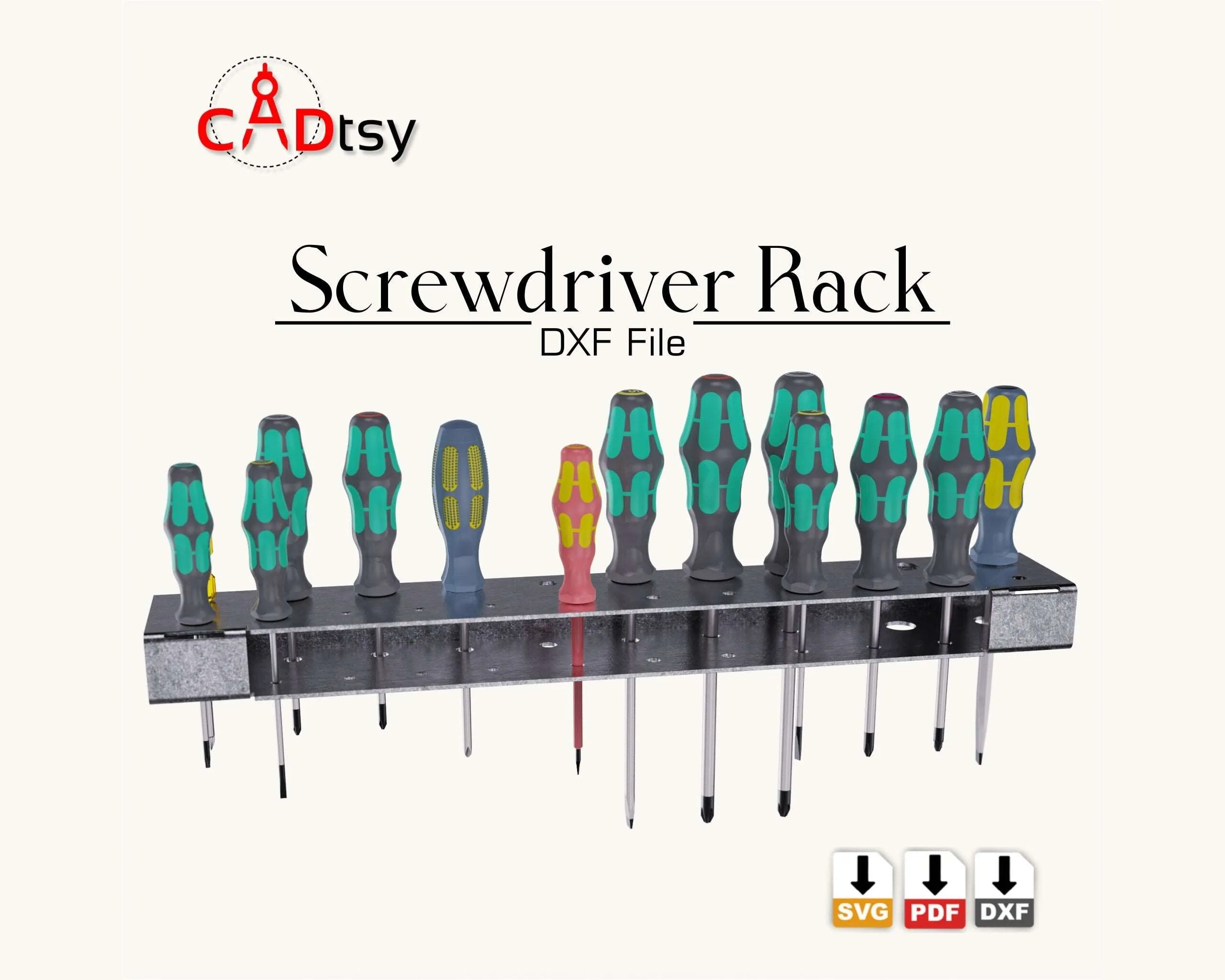 Screwdriver Wall Rack DXF / SVG - CNC Laser / Plasma Cut Files, Workshop Organizer