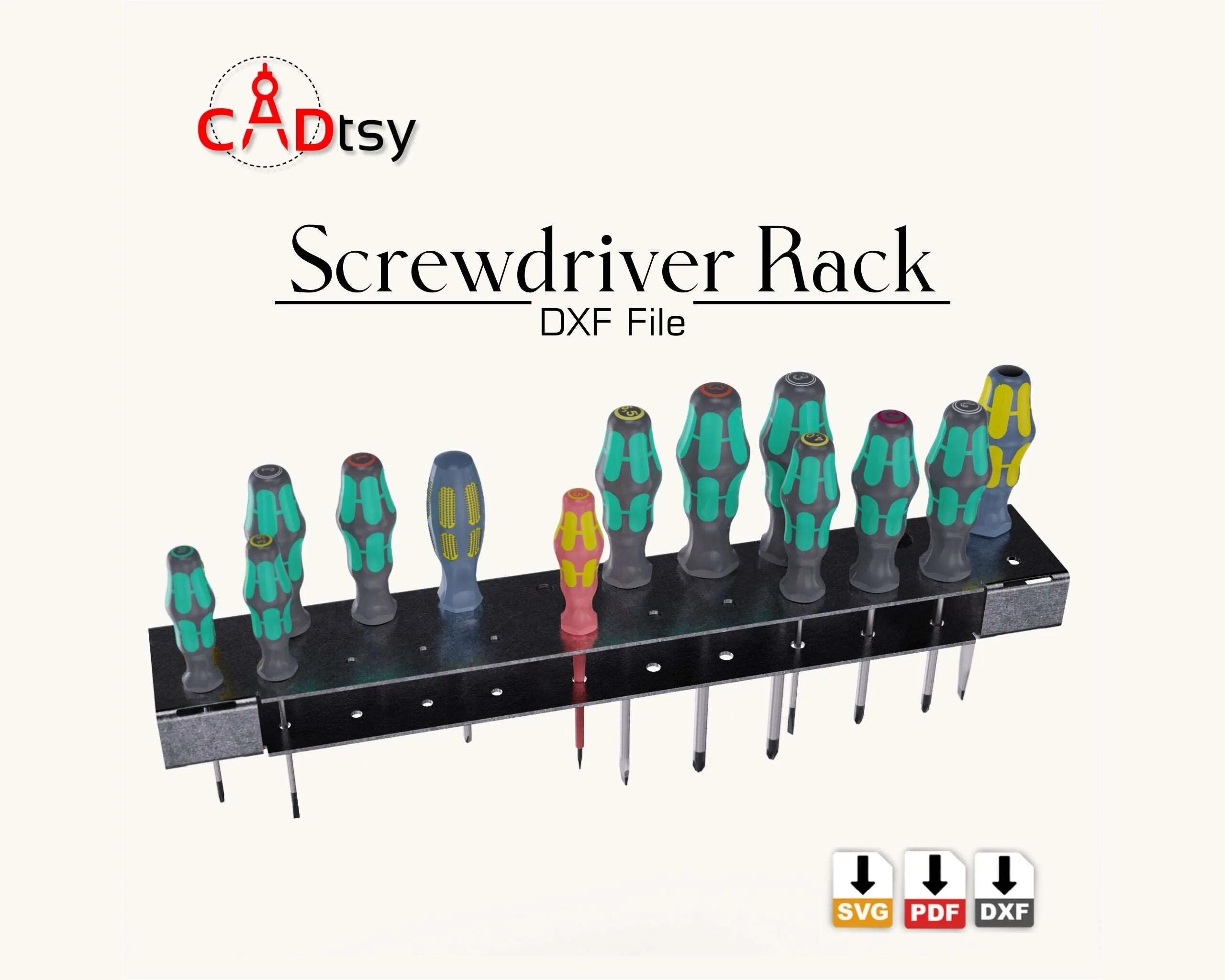 Screwdriver Wall Rack DXF / SVG - CNC Laser / Plasma Cut Files, Workshop Organizer