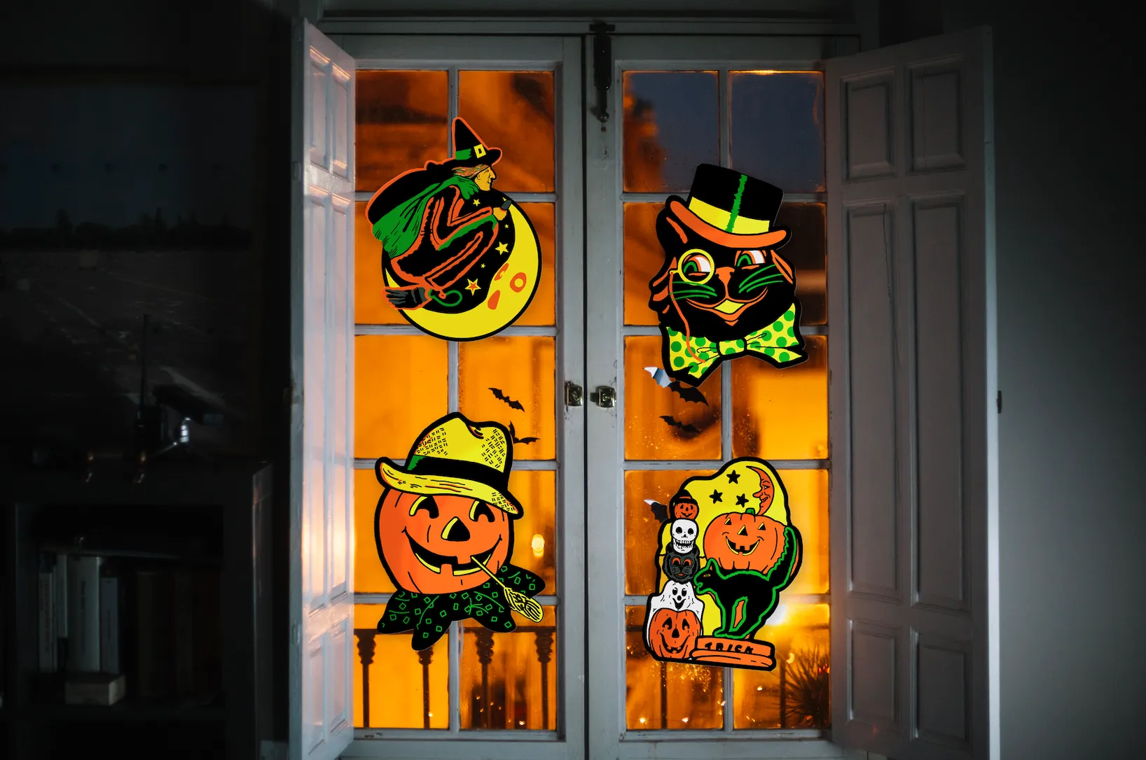 Set of 4 Illuminated Halloween Blowmold Cutout Decoration Set - Series 1