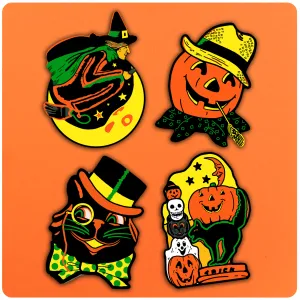 Set of 4 Illuminated Halloween Blowmold Cutout Decoration Set - Series 1